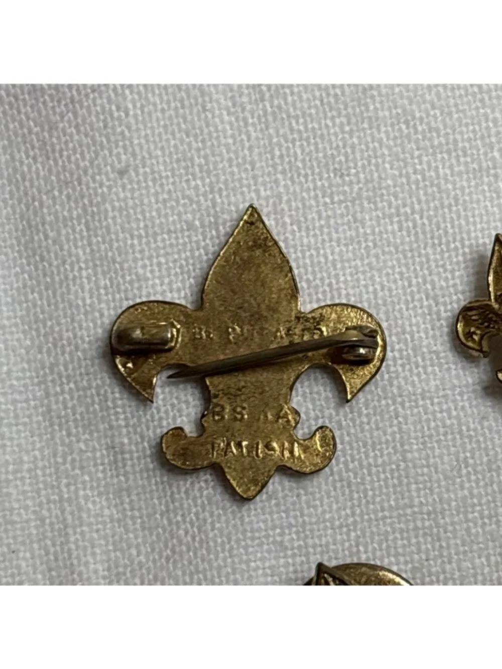 Vintage Boy Scouts Tenderfoot Fleur de Lis Pins Ribbon Slides Lot 4 BSA Pat 1911
